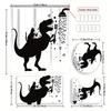 4pcs Funny Dinosaur Shower Curtain Suit, Shower Curtain Suit with Non-slip Bath Mat, Toilet Lid, U-shaped Carpet