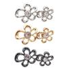 6PCS Crystal Flower Waist Tighening Buttons For Jeans Easy Use Waist Cincher Buckles Flat Back Fasteners for Loose Pants