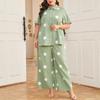 Plus Size Polka Dot Print Loose Shirt & Straight Casual Pants Set