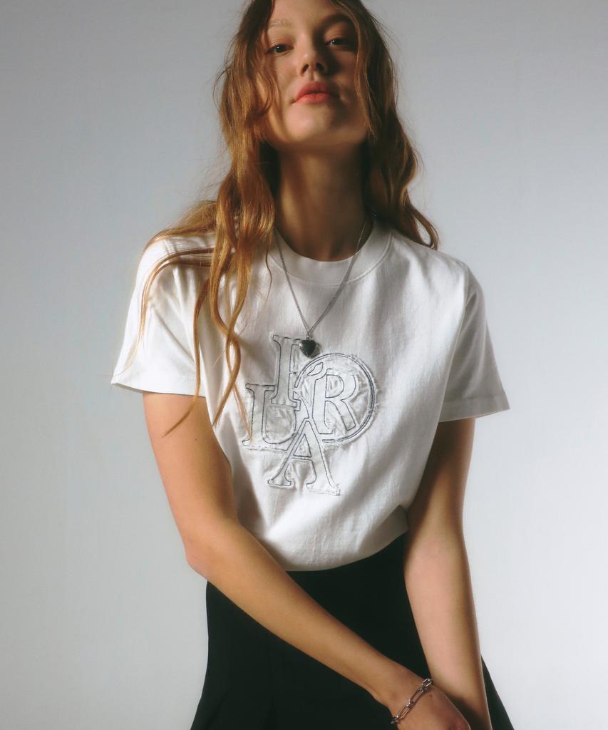 PRENDA Prda Denim Patch Crewneck Tee White