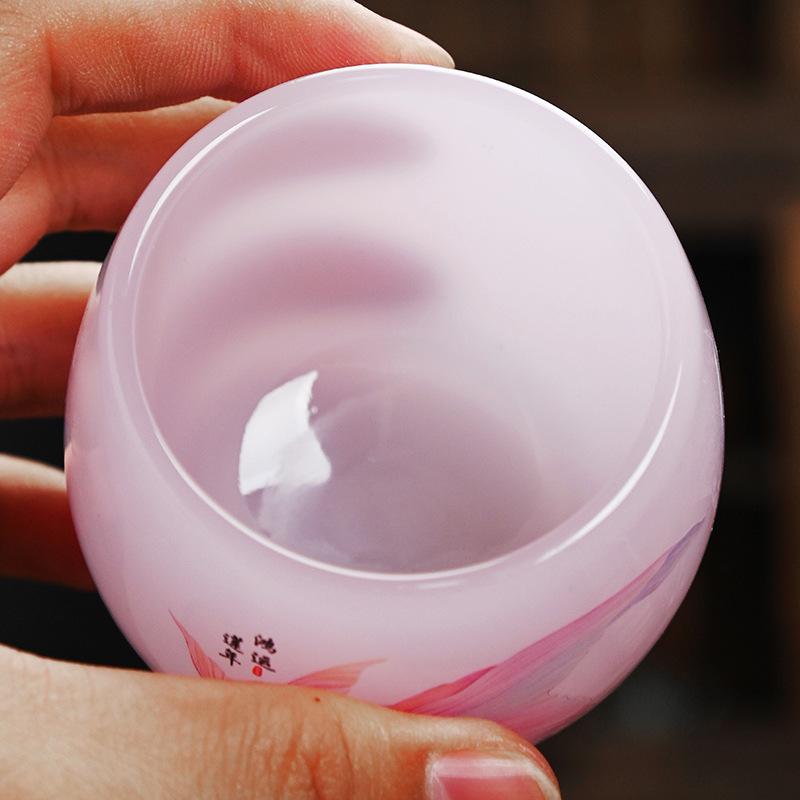 Pembe Kadın Seramik Master Home Kung Fu Çay Bardağı Tekli Yeşim Tadım Fincanı Toptan