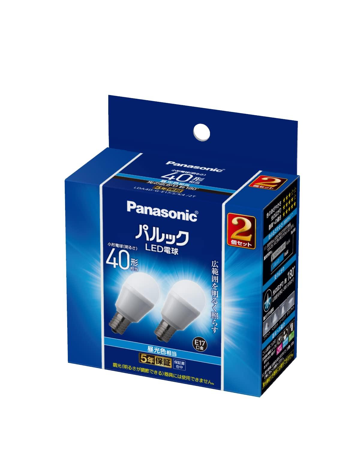 

Panasonic Mini Krypton Parlook LED Light Bulb, E17 Base, Equivalent to 40W Light Bulb, Daylight Equivalent (4.0W), Small Bulb, Wide Light