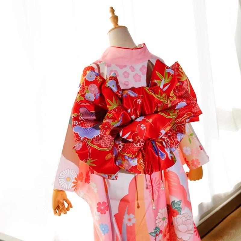 Oversized Bowknot Belt Traditional Japanese Sash for Kimono Adjustable Length Soft Fabric Multiple Color Option