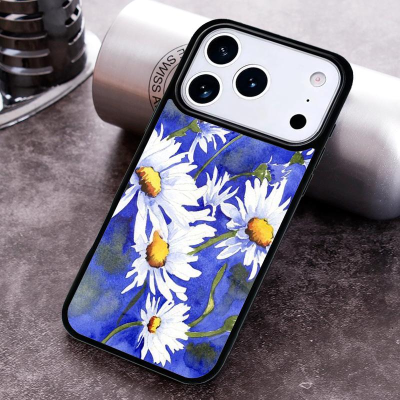 

Daisy Watercolor Phone Case For iPhone 17 16 15 14 13 12 11 Pro Max Plus 17Air Soft Silicone Cover iPhone17 Pro Max