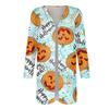 Women's Fashion Casual Halloween Printed Medium Length Cardigan Jacket Coat