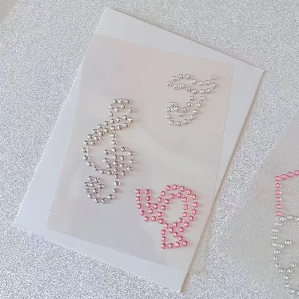 3D Rhinestone Chain Photo Card Stickers Korean Style Music Note Wing Crystal Diamond Sticker for Scrapbook Journal