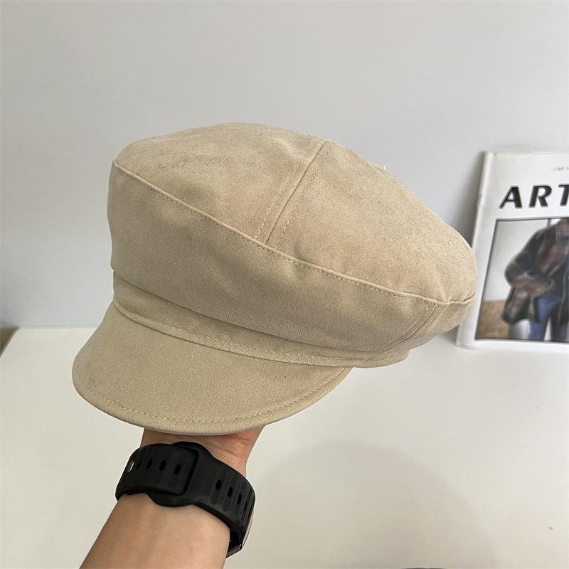 Simple Temperament Deerskin Velvet Octagonal Hat Women's High-quality Good Version Newsboy Hat Showing Face Small Versatile Casual Trendy Hat