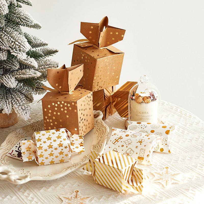2PC/3PC/4PC Christmas Gift Box Set New Year Bronzing Pillow Box Graduation Ceremony Paper Christmas