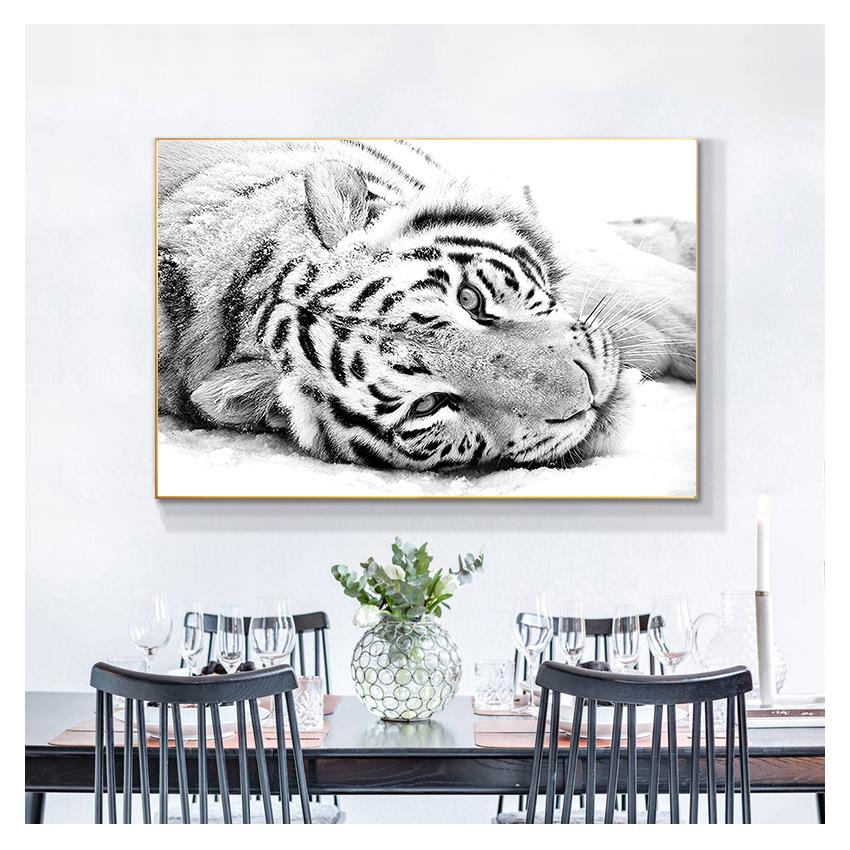 And Print Canvas Wall Art Picture Nordic Style Painting Modern Home Living Room Decoration Snow White Tiger Animal Poster