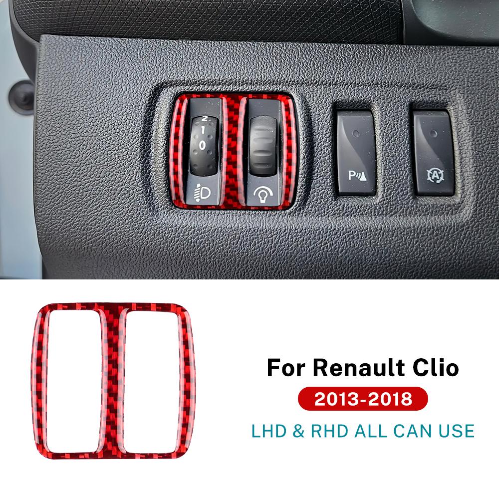 

Carbon Fiber Modified For Renault Clio MK4 2013-2018 Car Headlight Adjustment Control Switch Button Protective Cover Accessories красный