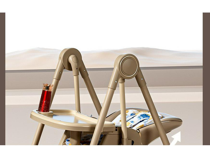 Multifunctional Baby High Chair: 2-in-1 Foldable Dining and Rocking Chair, Adjustable for Sitting and Lying, No Installation Needed.