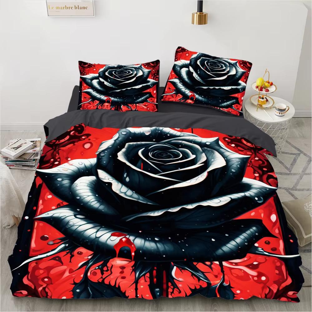 

Rose Pattern Duvet Cover Set King Size 3D Floral Bedding Set Suitable For Couples Wedding Gift 3 Pcs Contains 2 Pillowcases EU Single(135x200cm)