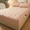 Thickened Oversized Soft Mattress Protector, Solid Color Fitted Sheet, Embroidered Mattress Cover