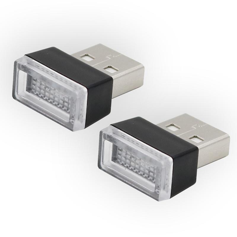 Car Mini USB LED Atmosphere Lights Decorative Lamp Interior Light PC Portable Plug Ambient White Emergency Lights Blue