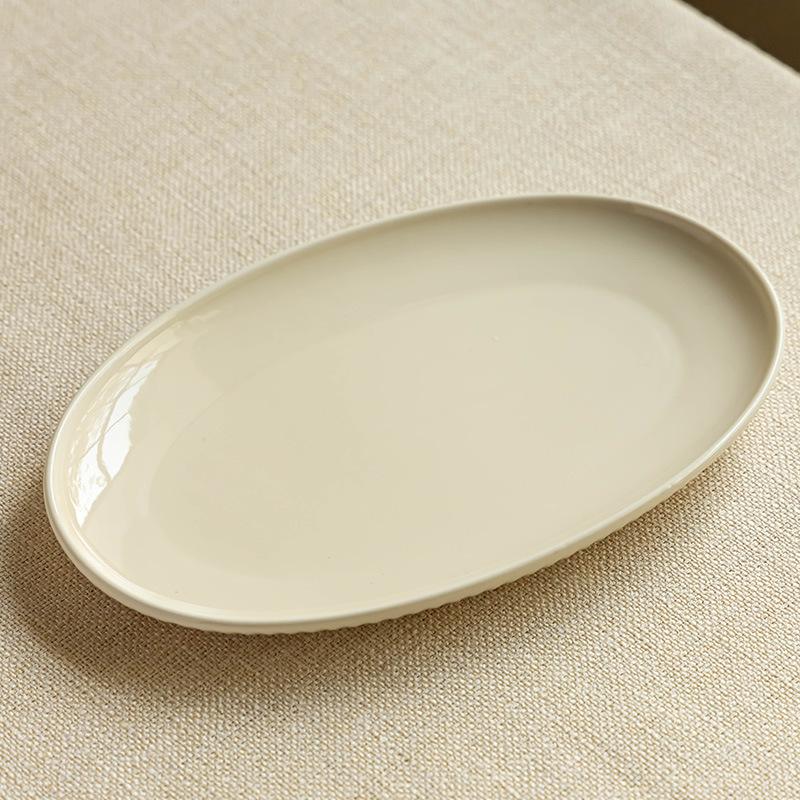 Oval Fish Plate Ceramic Plate Household Dumpling Plate Western Plate Fish Plate Large Steamed Fish Plate Large Plate Tableware