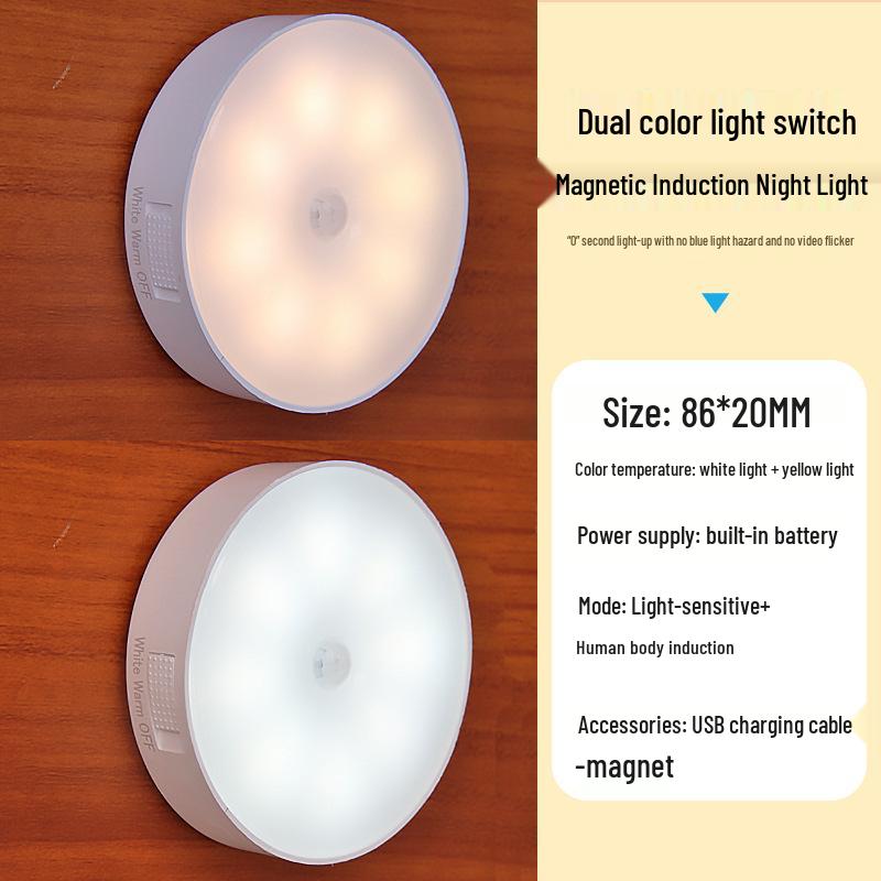 Smart Sensor LED Night Light – USB Rechargeable, Magnetic, Easy Installation for Cabinets, Toilets, Stairs