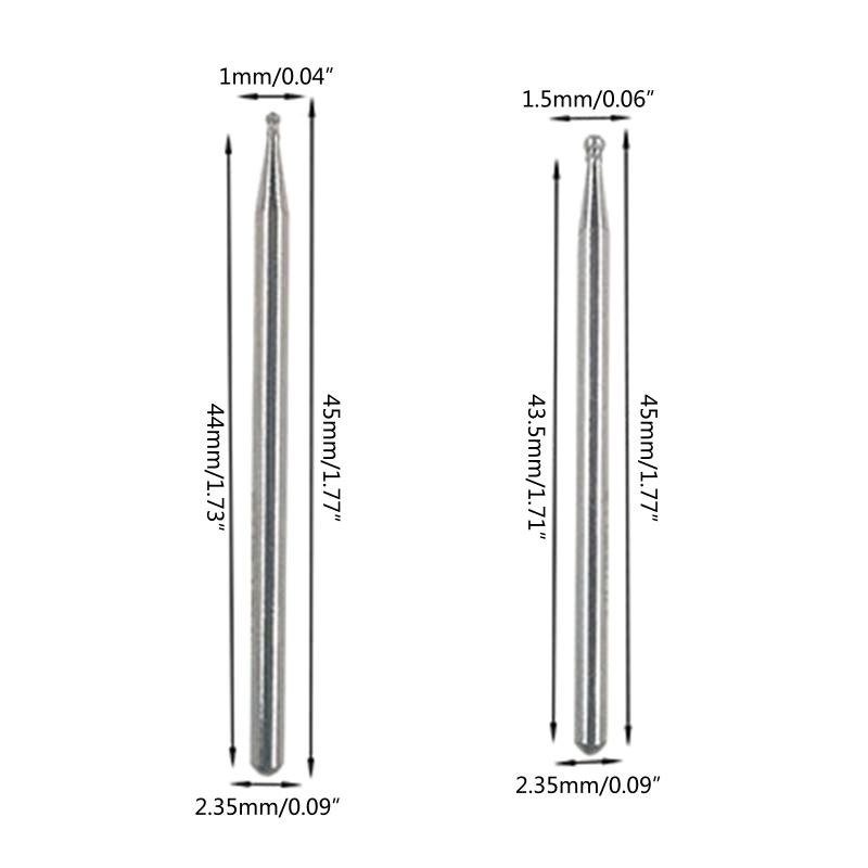 8 Pieces 2.35mm Shank  Spherical Head  Grinding Bits Rotary Grinding Wheel Head Grinding Burr Dril