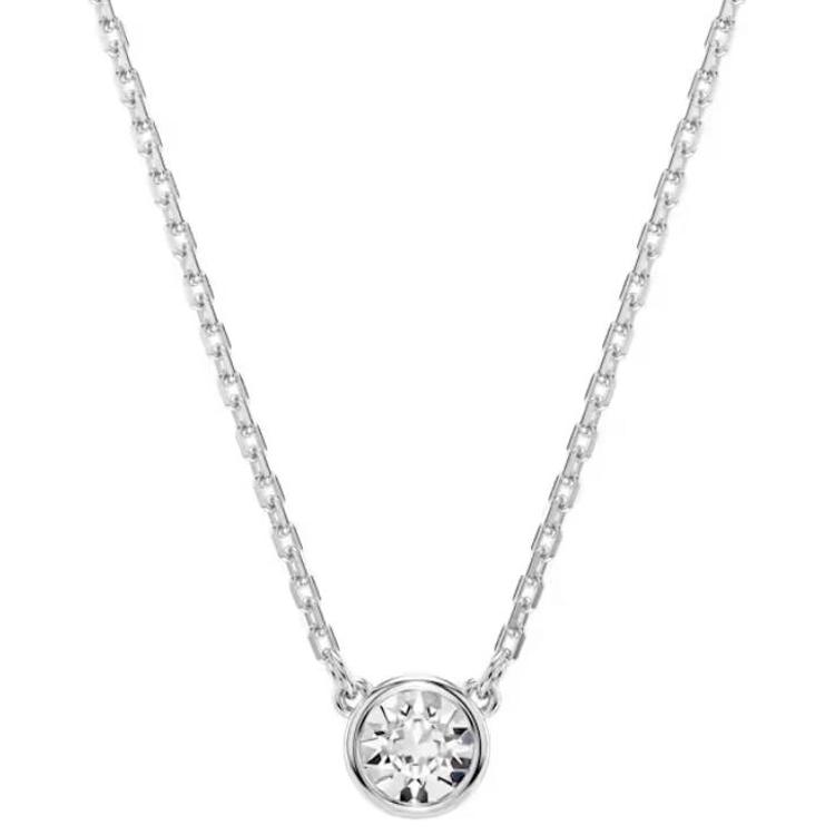 Swarovski Imber Single Round Crystal Pendant Necklace Women necklace Silver 5696039 Box (Random Color)