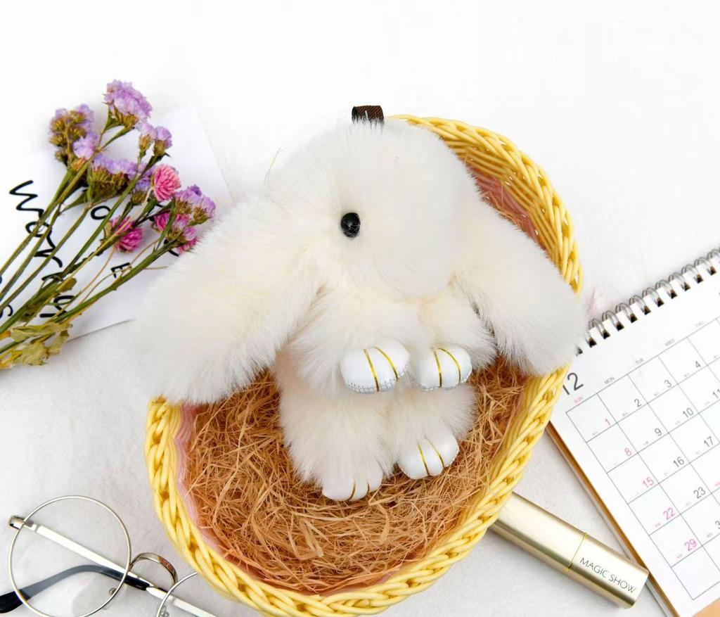 Portachiavi in Peluche Pelliccia Sintetica di Coniglio: Simpatico Ornamento Coniglio per Telefoni Cellulari e Chiavi dell'Auto