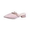 Hot Selling Square Heel Pink Slides Cover Shoes Woman 2025 Low Female Mule Slippers Heels Block Pointed  High Pumps Heel Shoes