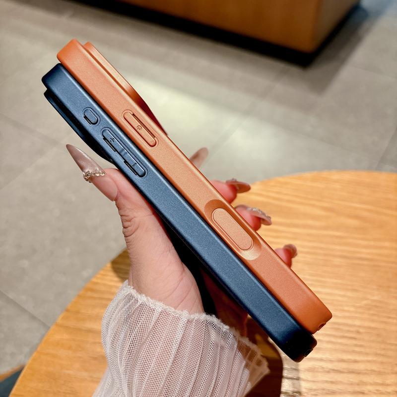 Luxury Lychee Pattern Leather Case For iPhone 17 16 15 14 13 Pro Max 16Pro  Magsafe Wireless Charge Cover