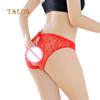 Sexy Crotchless Floral Lace See-through Panties Women Bowknot Briefs Underwear Female Clothing