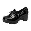 6cm Small Size 33-43 Tassel Med Block Heels Pumps Women Patent Leather Shoes 2025 Thick Bottom Platform Shoes Office Mom Model