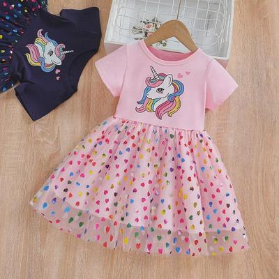 Girls' Summer Korean Princess Elephant Mesh Dress