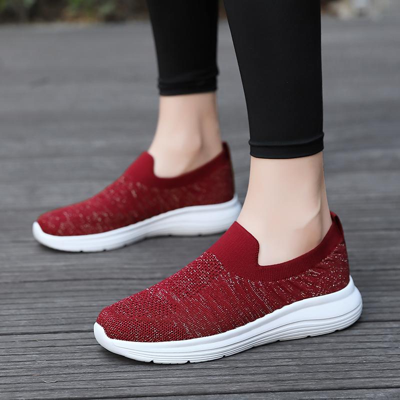 New Women's Ultra Light Oversized Running Shoes, Fashionable Fly Woven Breathable Sports Sneakers