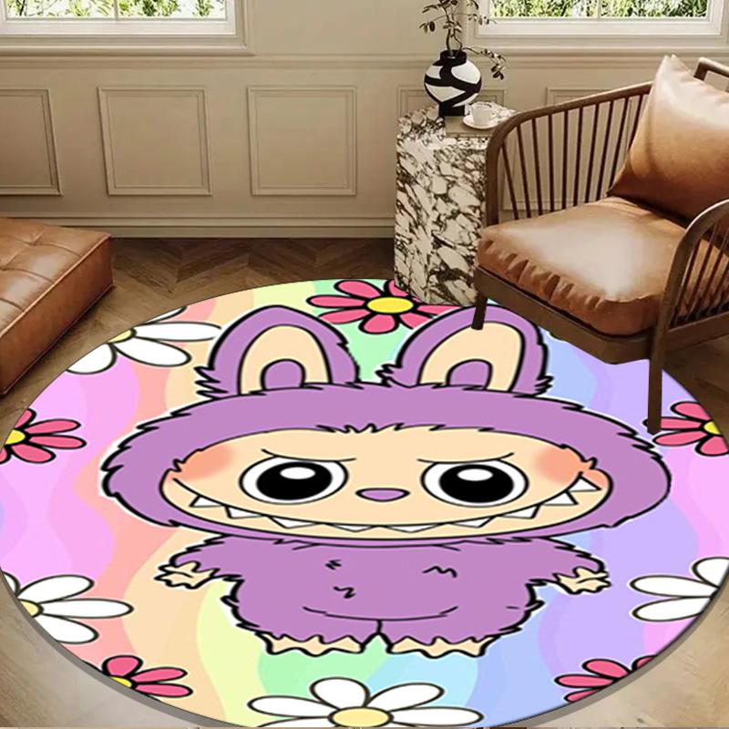 Bunny Costume Adventure Round Rug for Livingroom,Bedroom, Palyroom, Chair Rug, Area Rug, Circle Carpet, Large Size Fan Christmas Gift