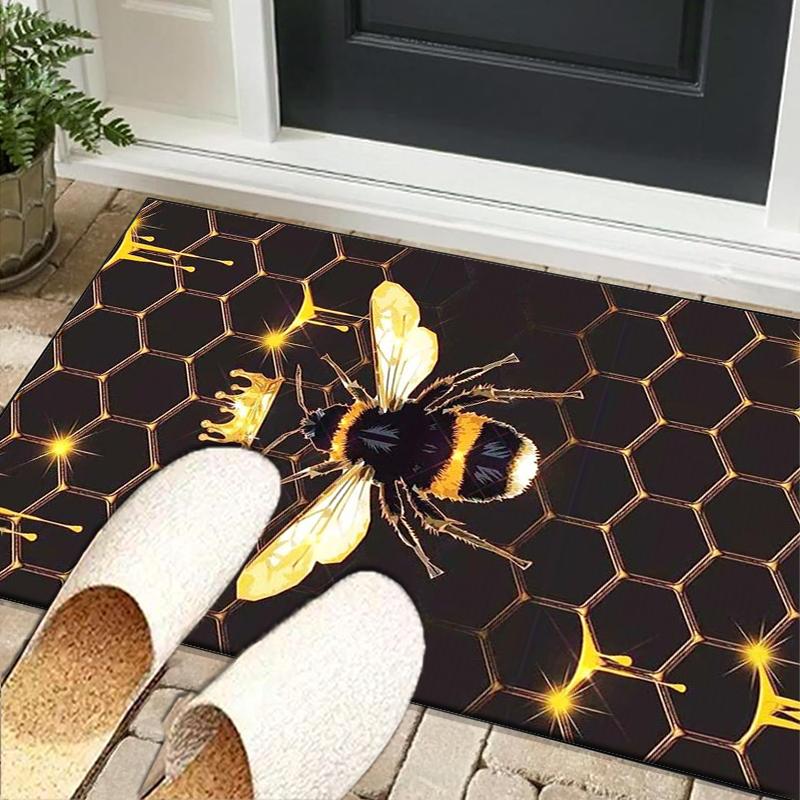 Bumblebee And Sunflower Office Rug Chair Mat, Entryway Carpet, Suitable for Front Door, Bedroom, Living Room, Desk, Holiday Gift