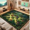 Mushroom Forest Theme Crystal Velvet Floor Rug Personalized Custom Name Text Warm Carpet Home Decoration