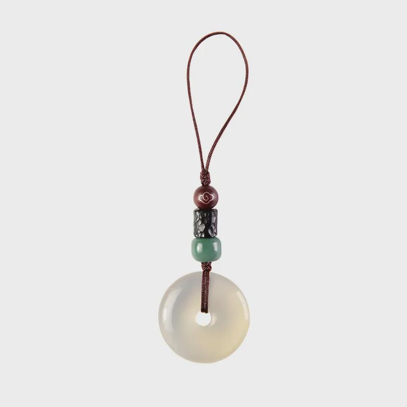 Naturlig Isagat Kalcedon Fredsspänne Hänge Nyckelring - Unisex Accessoar i Antik Stil