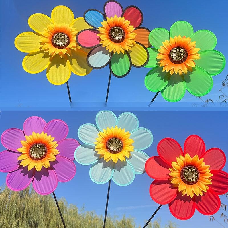 Větrný mlýn Slunečnice s osmi listy Rotující Slunečnice Větrná spirála Kůl Stojící Zahradní Květina Větrník Venkovní Párty Dekorace Dětské Hračky