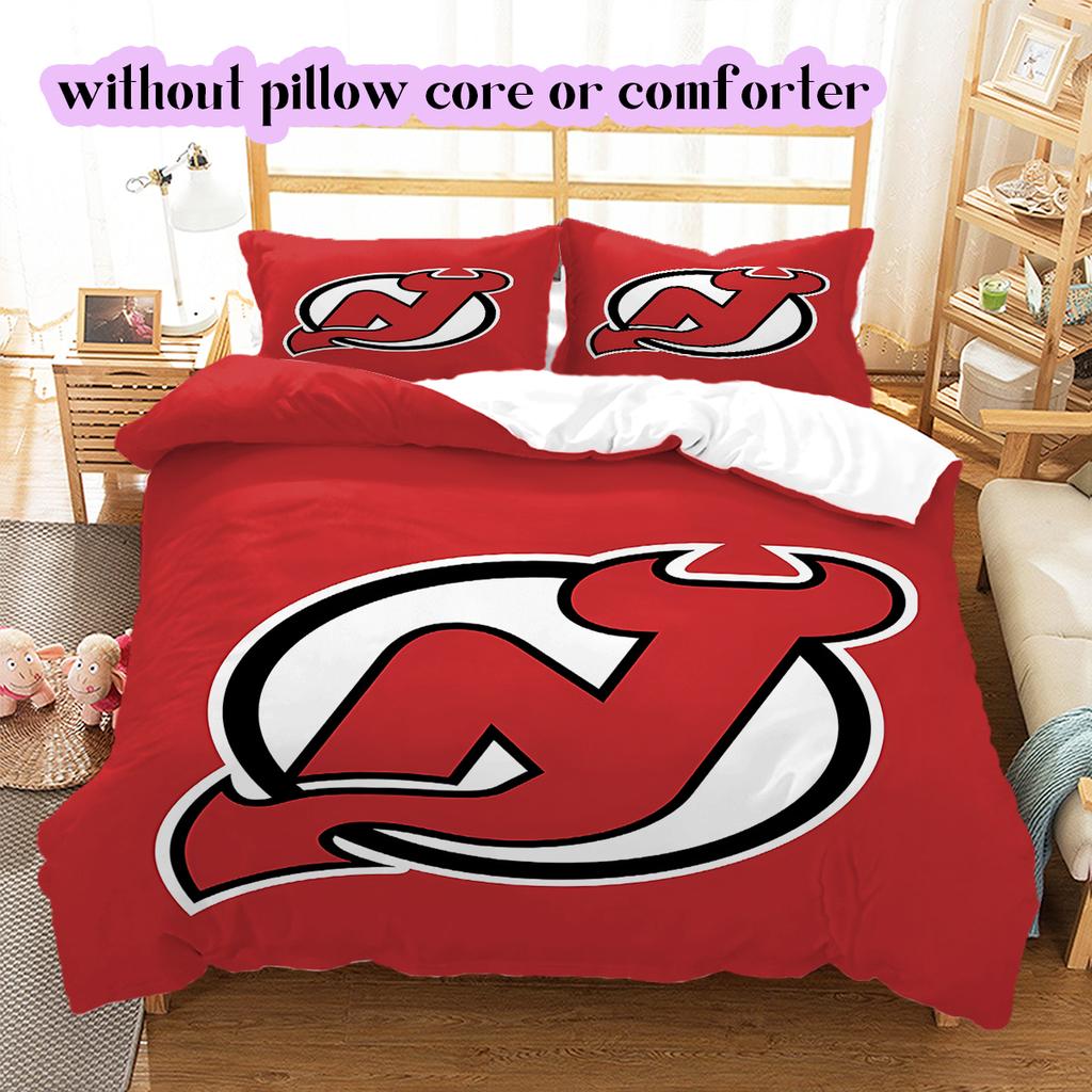 Ice Hockey Logo Pattern Bedding Quilt Set Quilt Cover Pillowcase Home Decoration Birthday Gift (1*duvet Cover+ 2*pillowcase, Without Core)