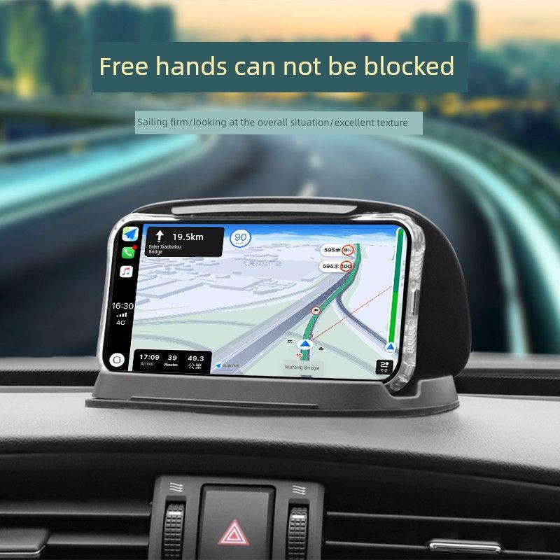 Car Center Console Fixed Buckle Car Phone Holder Dashboard Non Slip Base Silica Gel Pad Elastic Clip Neutral