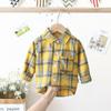 Chemise à carreaux à manches longues boutonnée pour enfants, garçons et filles, printemps, automne