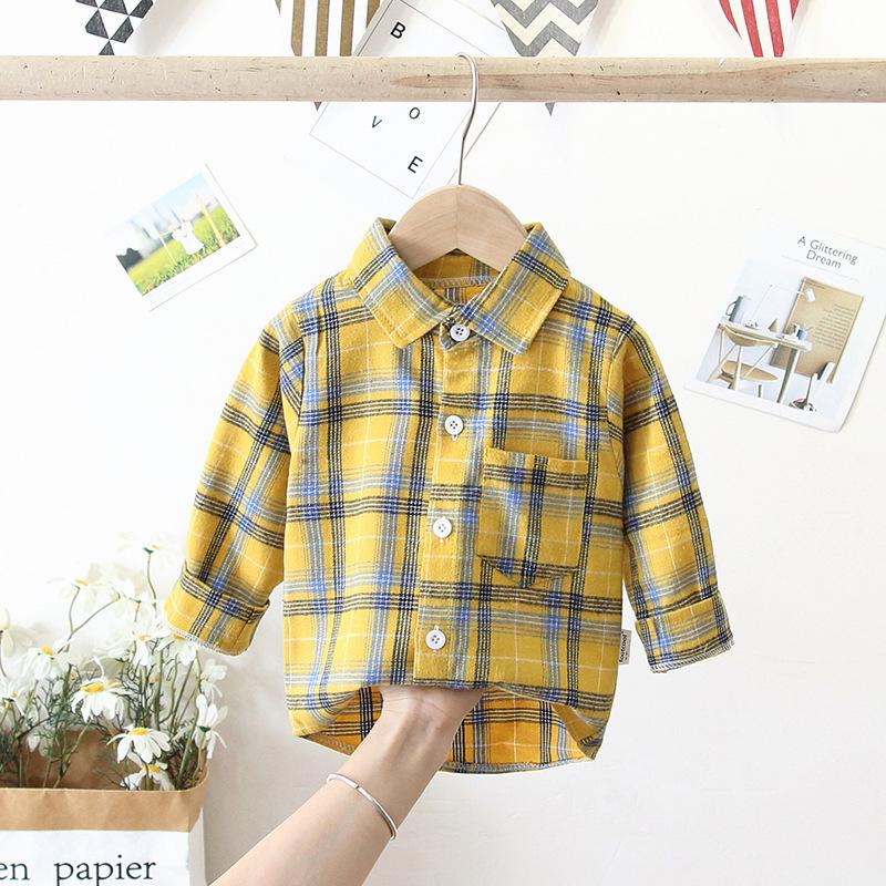 Chemise à carreaux à manches longues boutonnée pour enfants, garçons et filles, printemps, automne