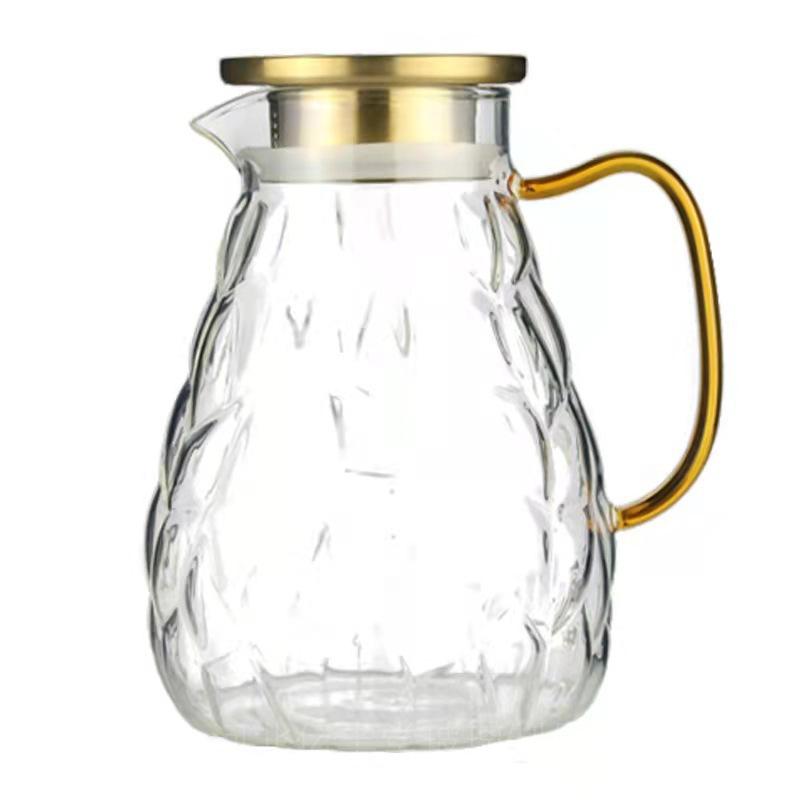 

Бытовой кувшин для холодной воды для гостиной, большой, прозрачный, термостойкий, желтый, из высокоборосиликатного стекла, чашка, чайник для холодной воды gold 1800ml
