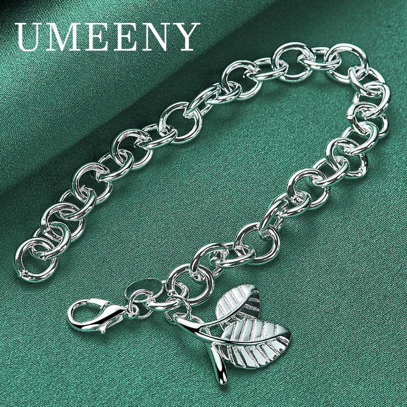 

Простой браслет из стерлингового серебра 925 пробы 8 дюймов для женщин, изысканный браслет-листок, подарок, вечеринка, мода, циркон 20cm серебряный