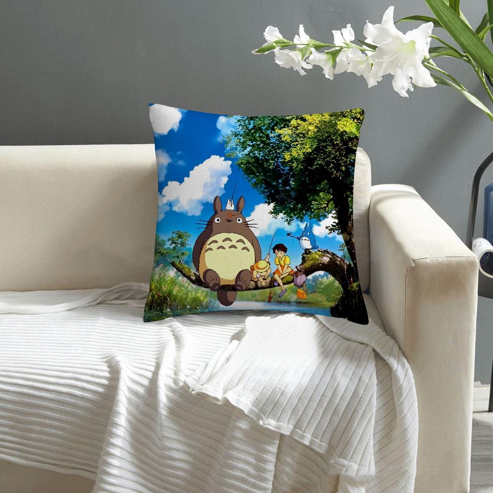 Kawaii Cute T-Totoroes Pillow Case Sofa Decorative Home Double-sided Print Plush Square Throw Pillow Covers Cushion Decor Cover