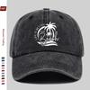 Pc Vintage Beach Vacation Print Baseball Cap Sweet Vacation Style Decorative Papa Hat Trucker Sun Hat Washed Buckle Strap Ad