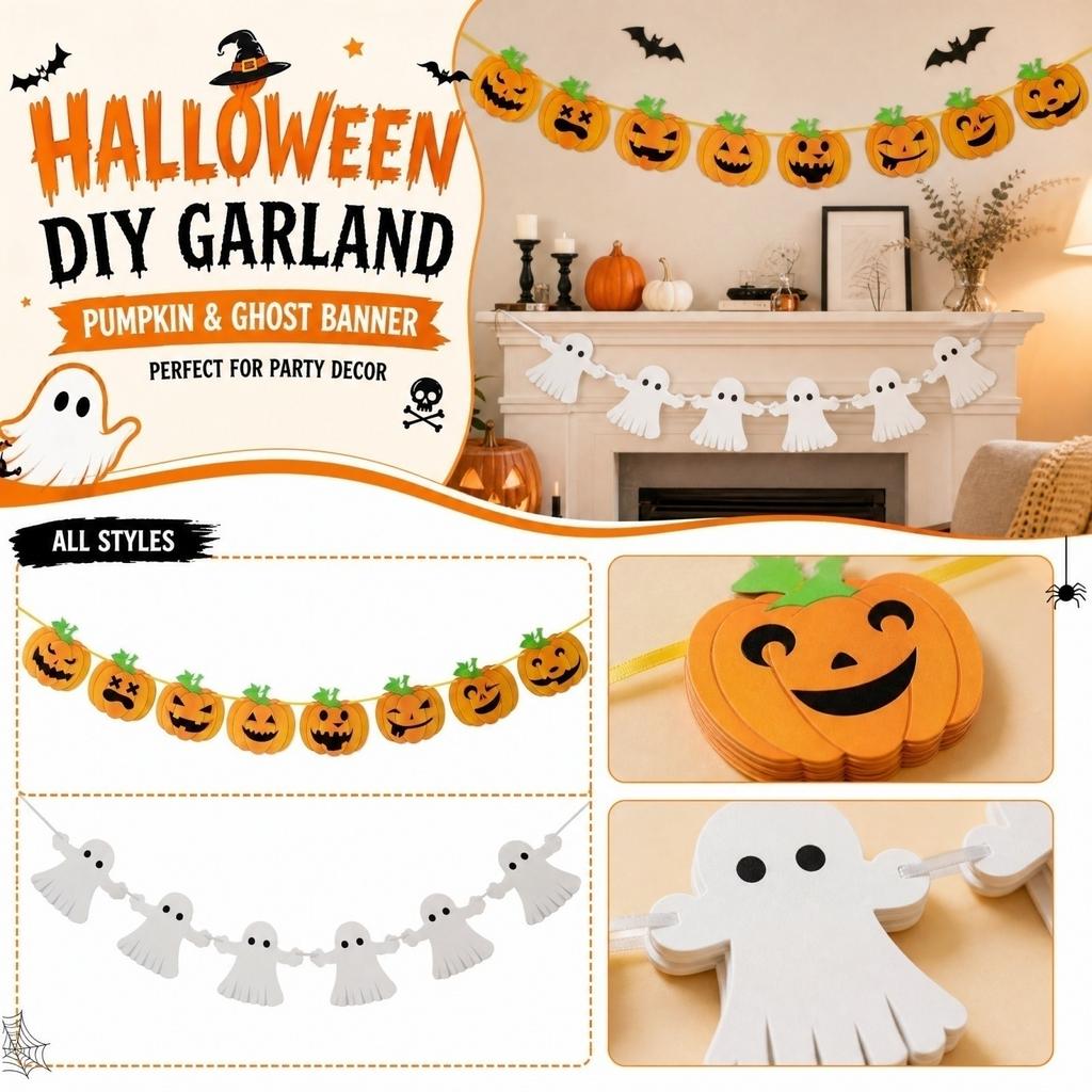 Halloween Pumpkin Party Decoration Hanging Flag for Indoor Outdoor