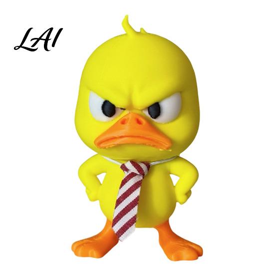 Creative 3D Printed Duck Decor Angry Figurine Cute Yellow with Detachable Small Gift for Coworkers Tie Fun Expression Desktop Ornament Family