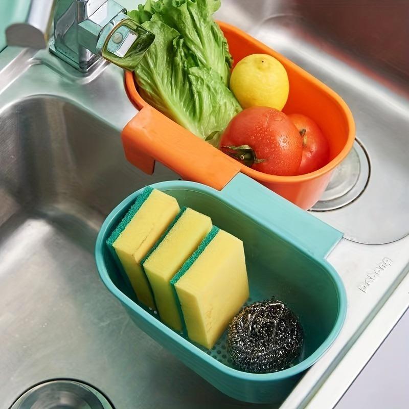 

1PC Kitchen Sink Drain Basket, Multifunctional Hanging Fruit Vegetable Colander, Over-The-Sink Dish Drying Rack with Garbage