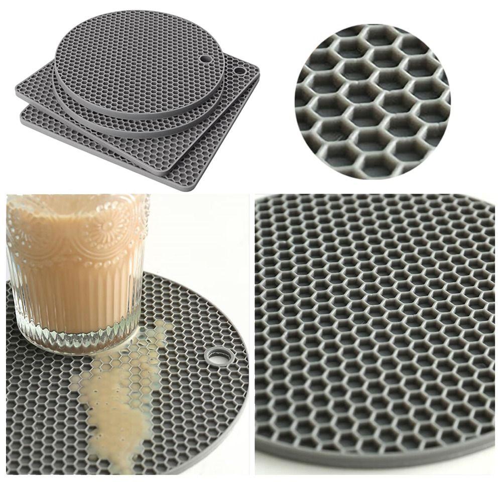 4 Stück/Set Hitzebeständige Verbrühschutzmatte Anti-Rutsch-Topfuntersetzer Geschirr-Matte Küchenzubehör