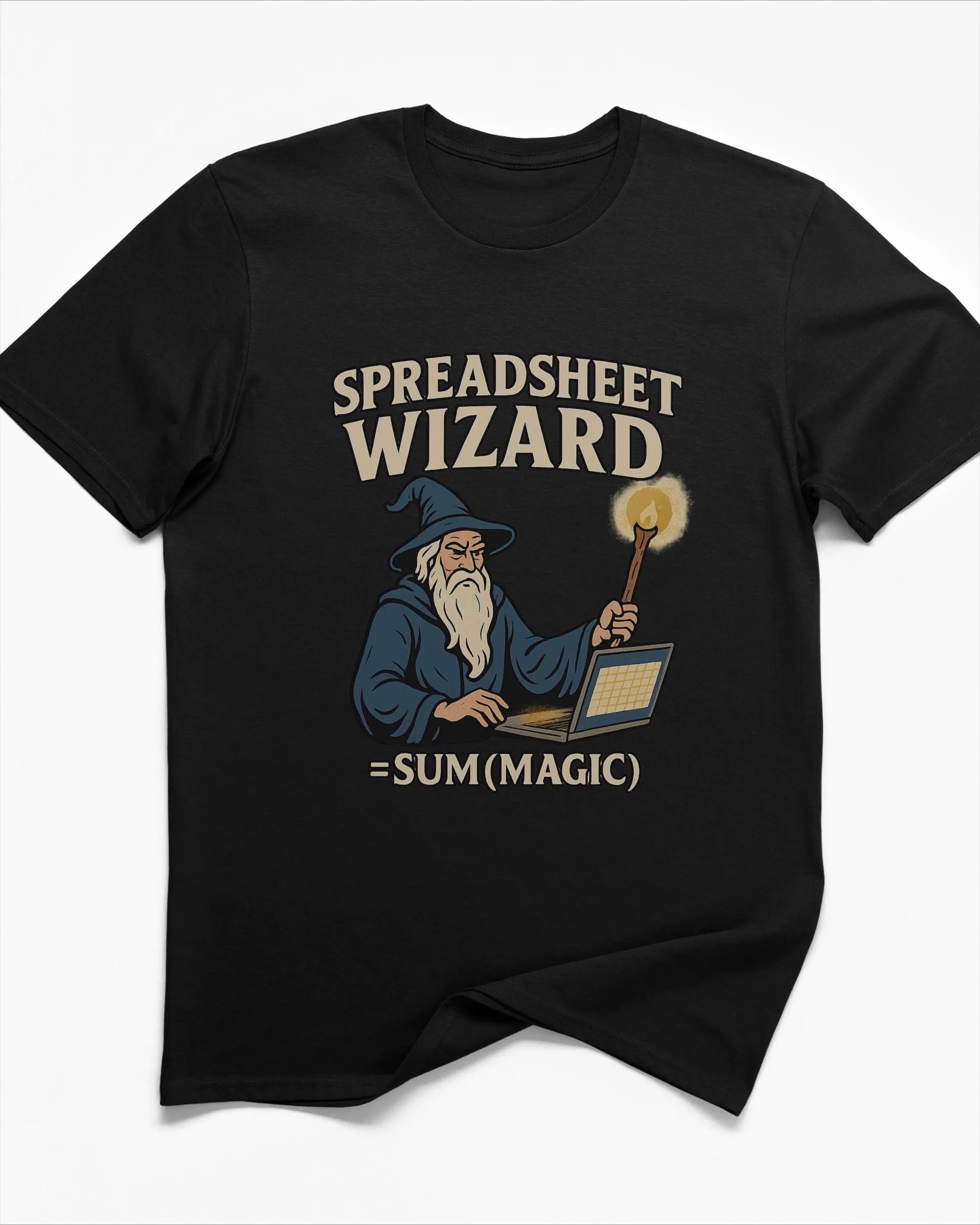Spreadsheet Wizard TShirt Mens Tracksuit Summer Crew Neck Pullover Cotton Casual Sportswear Tops Harajuku Retro Streetwear S