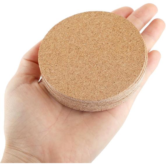 16 Pcs Self-Adhesive Cork Round, 3"" x 3"" Cork Coasters, Cork Backing for Coasters Mini Cork Board for DIY Coasters, Wall, Mat, Tiles, Ceramic