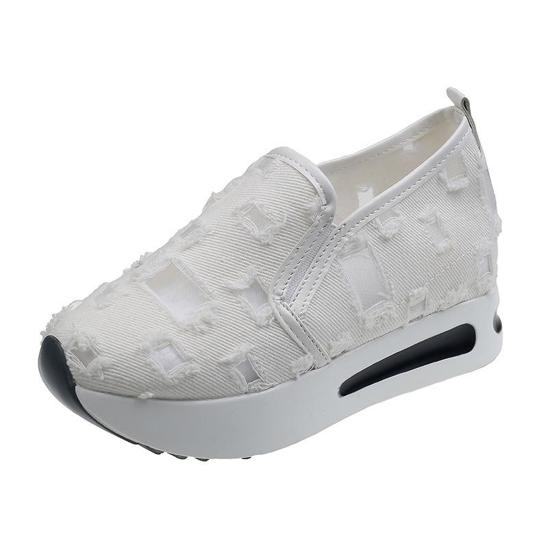 Summer new large size breathable inner height increase single shoes women's casual one pedal