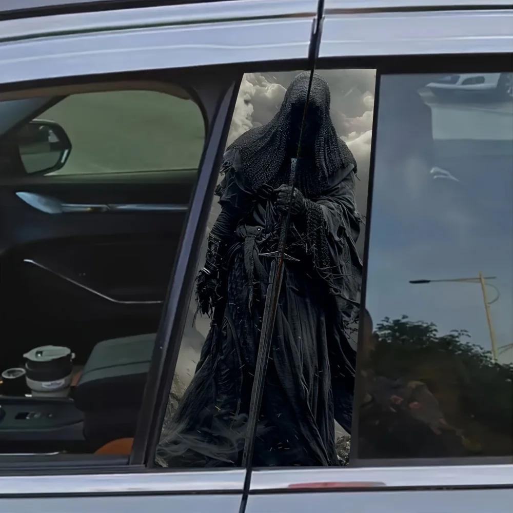 2Piece Swordsman Pattern Vinyl Car B-Pillar Sticker for B-Pillars and Doors on Metal and Plastic Surfaces, Dark Style Auto Parts